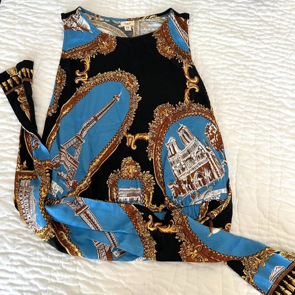 Anthropologie Tiny Landmark Paris Postcard Wrap Tie Top NWOT - Picture 5 of 6